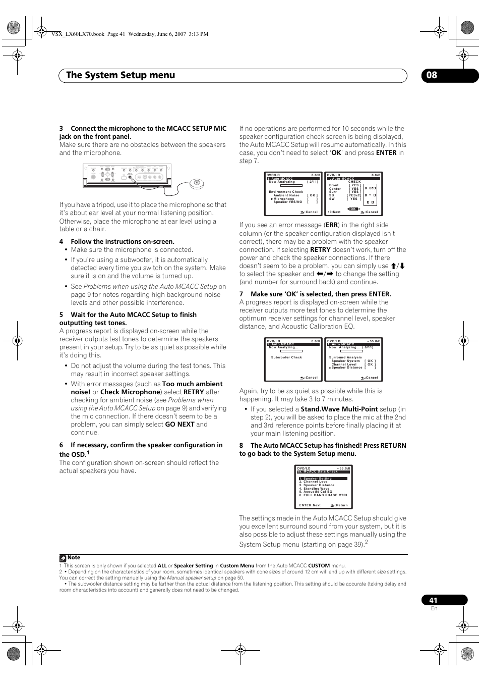 The system setup menu 08 | Pioneer VSX-LX70 User Manual | Page 41 / 99