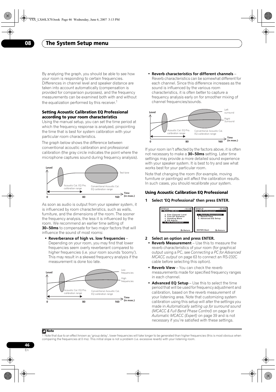 The system setup menu 08, Using acoustic calibration eq professional | Pioneer VSX-LX70 User Manual | Page 46 / 99