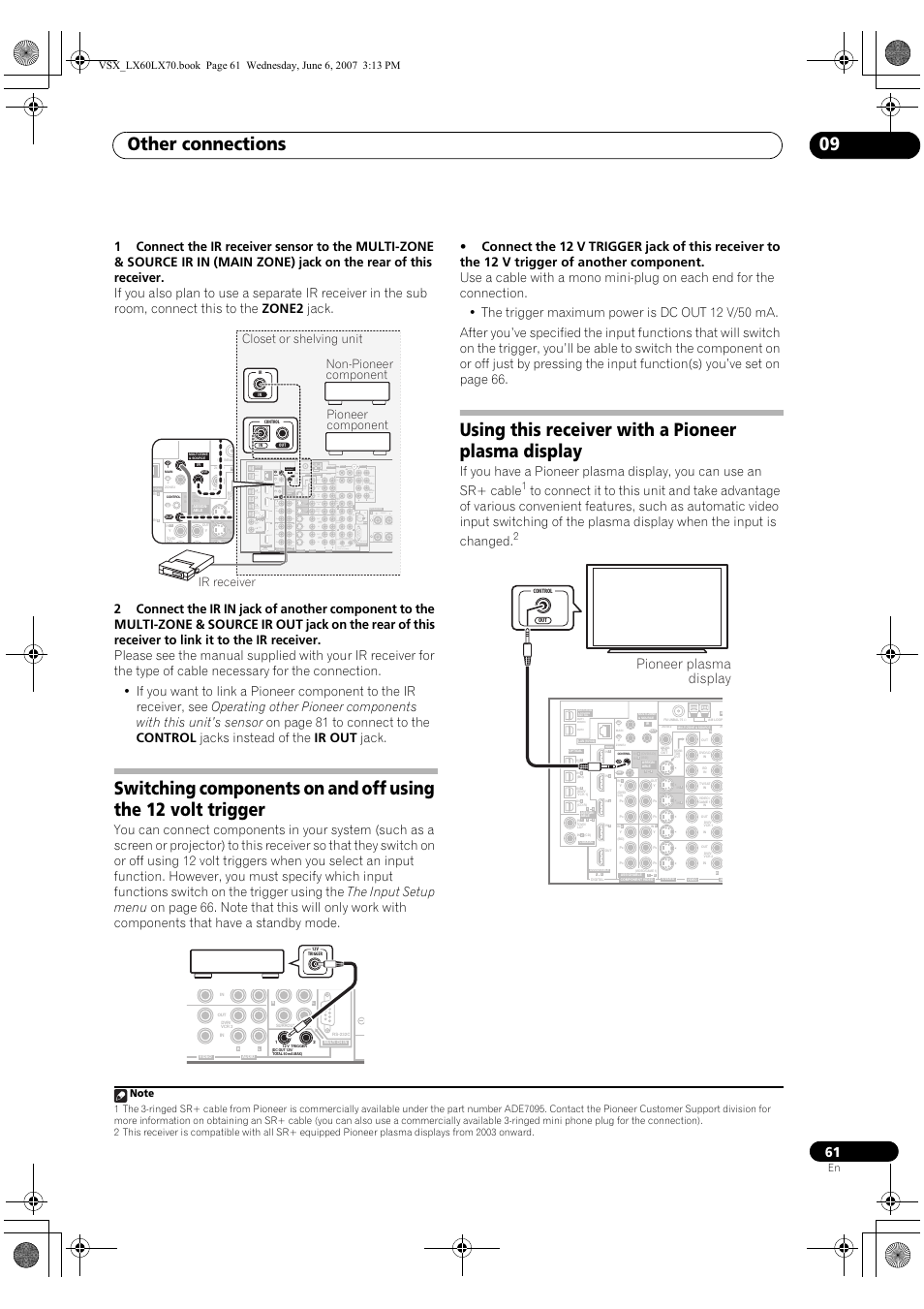 Other connections 09, Using this receiver with a pioneer plasma display, Assign- able 2 1 | Pioneer plasma display | Pioneer VSX-LX70 User Manual | Page 61 / 99
