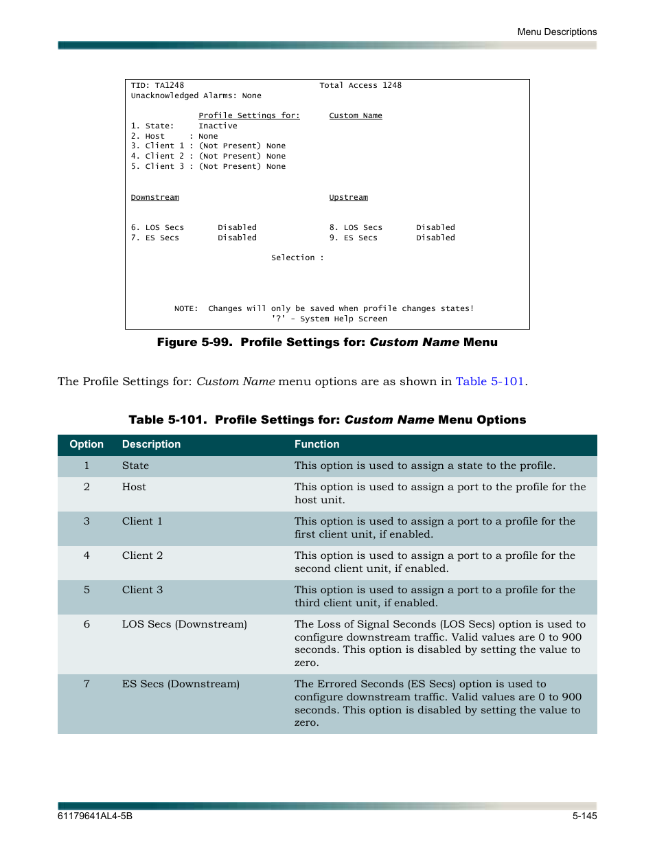 Figure 5-99. profile settings for, Figure 5-99 | ADTRAN 1248 User Manual | Page 197 / 236