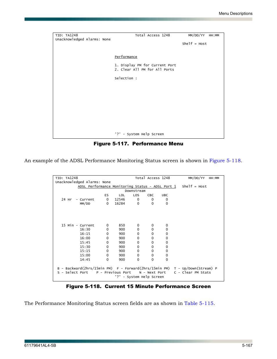 And daily intervals, Figure 5-117, Displays the | ADTRAN 1248 User Manual | Page 219 / 236