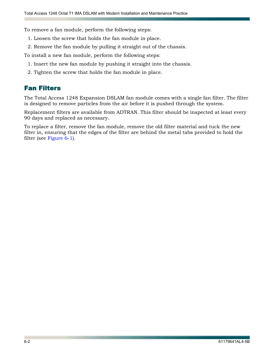Fan filters, Fan filters -2 | ADTRAN 1248 User Manual | Page 230 / 236