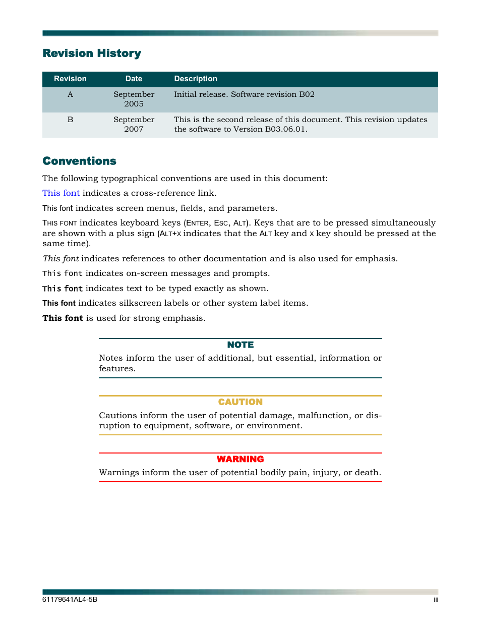 Revision history, Conventions, Revision history conventions | ADTRAN 1248 User Manual | Page 3 / 236