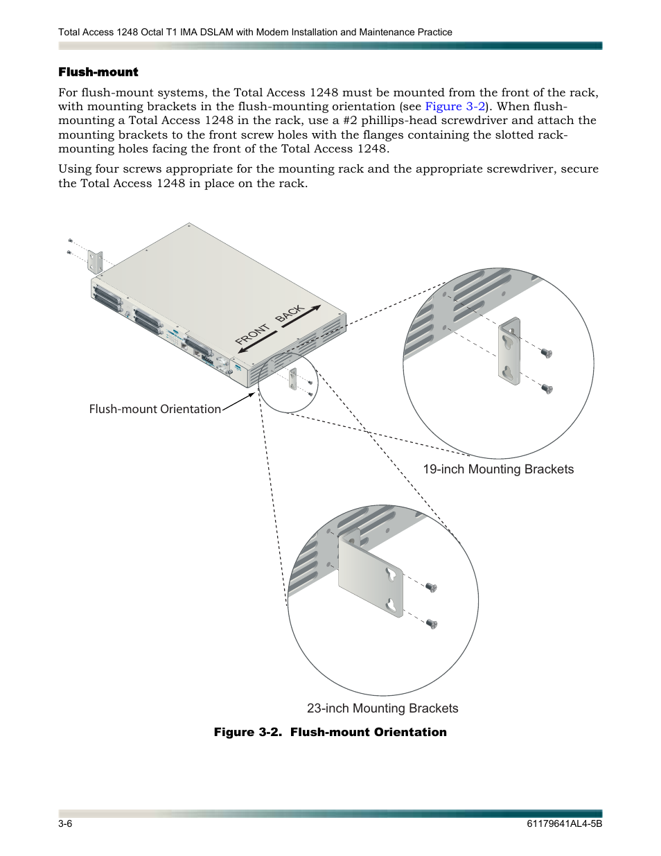 Flush-mount, Flush-mount -6, Figure 3-2 | Flush-mount orientation -6 | ADTRAN 1248 User Manual | Page 30 / 236