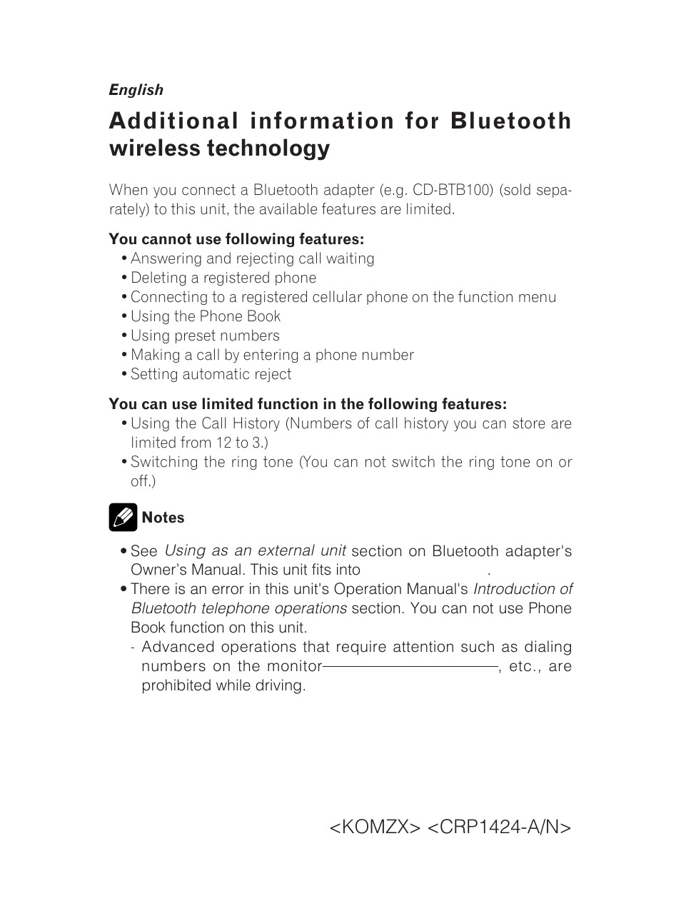 Pioneer AVH-5200BT User Manual | 24 pages