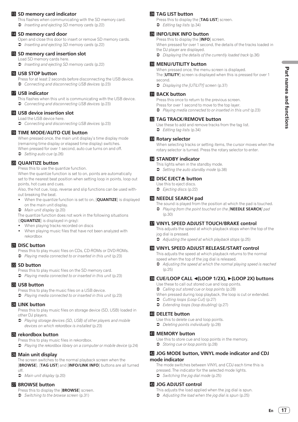 Pioneer CDJ-2000NXS User Manual | Page 17 / 47