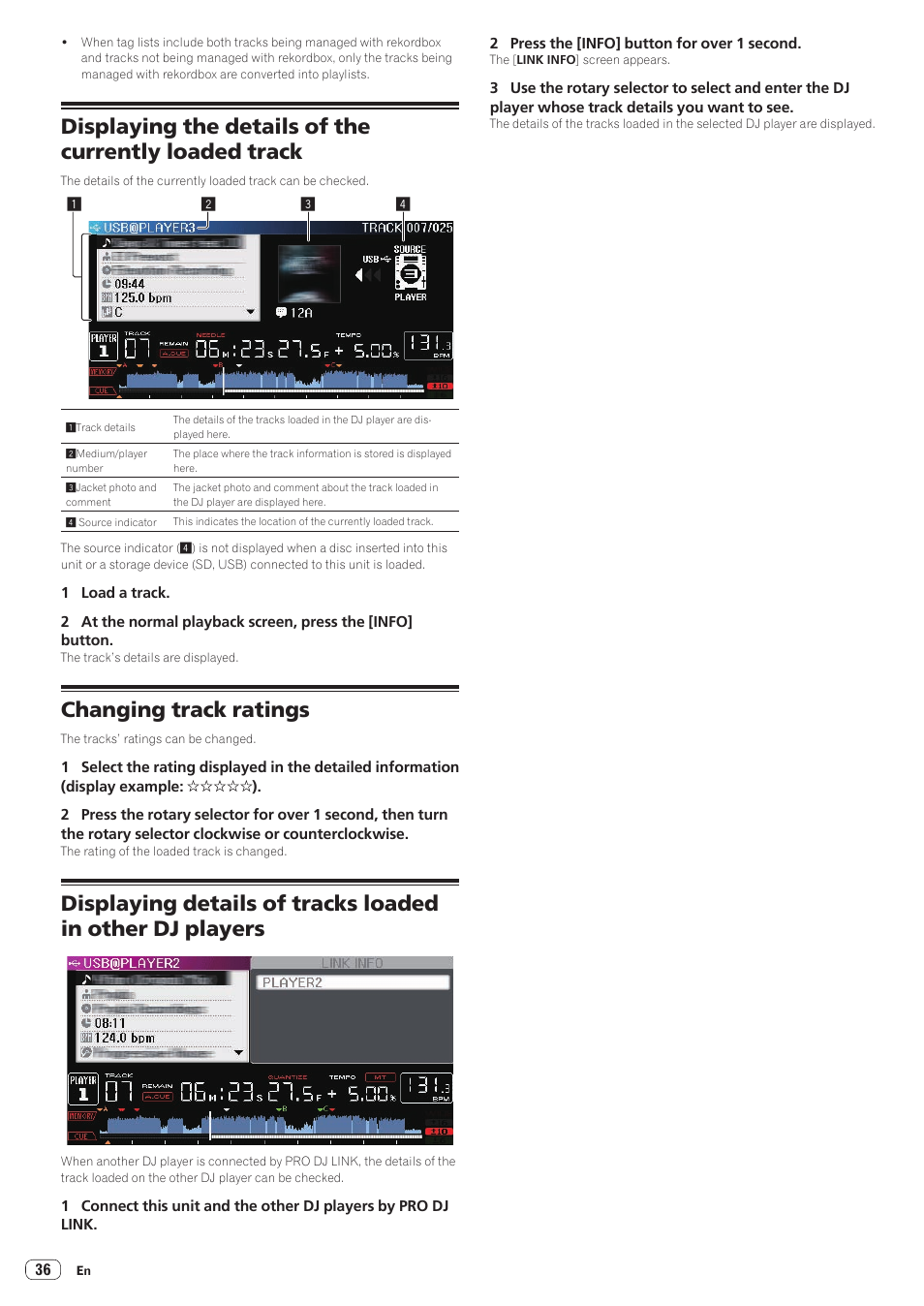 Changing track ratings | Pioneer CDJ-2000NXS User Manual | Page 36 / 47