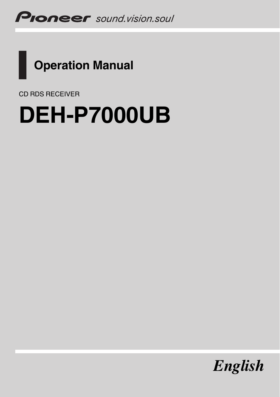 Pioneer DEH-P7000UB User Manual | 70 pages