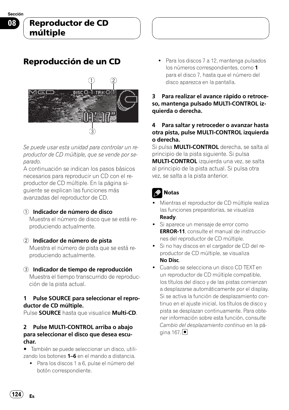 Reproductor de cd múltiple reproducción de un cd, Reproducción de un cd, Reproductor de cd múltiple | Pioneer DEH-P88RS User Manual | Page 124 / 180