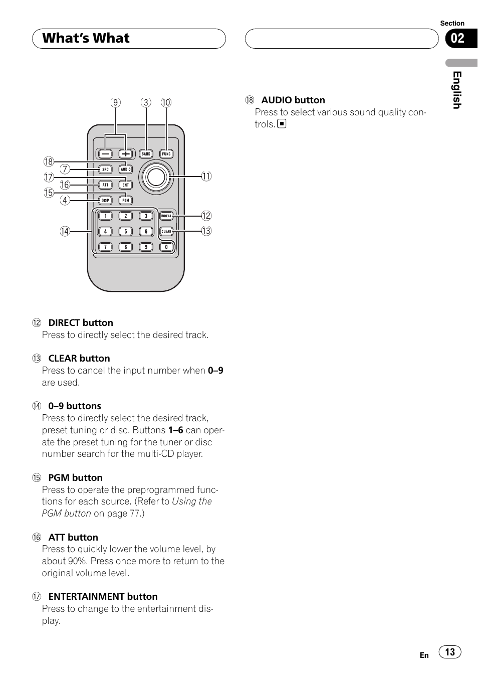 What ’s what | Pioneer DEH-P88RS User Manual | Page 13 / 180