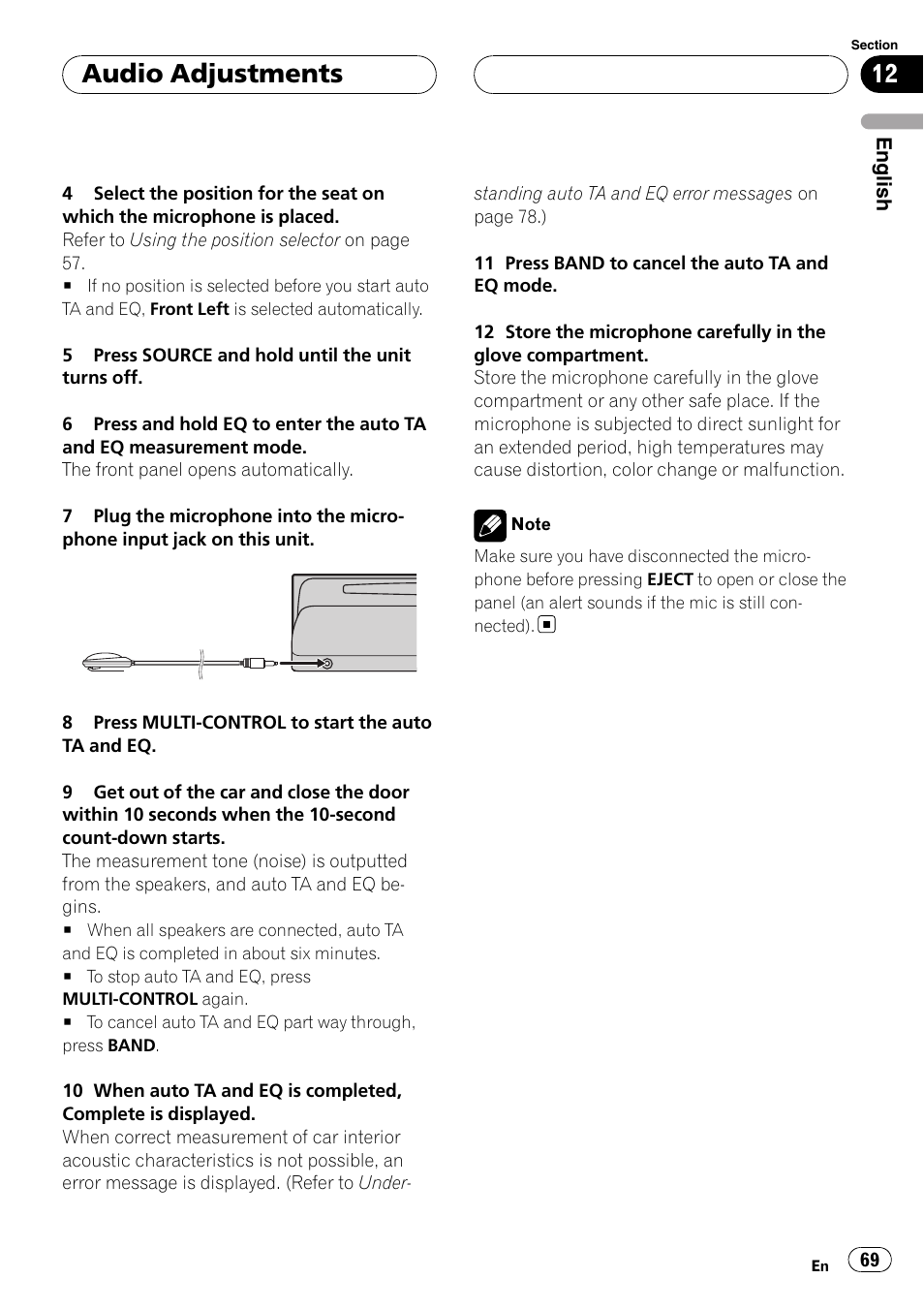 Audio adjustments | Pioneer DEH-P88RS User Manual | Page 69 / 180