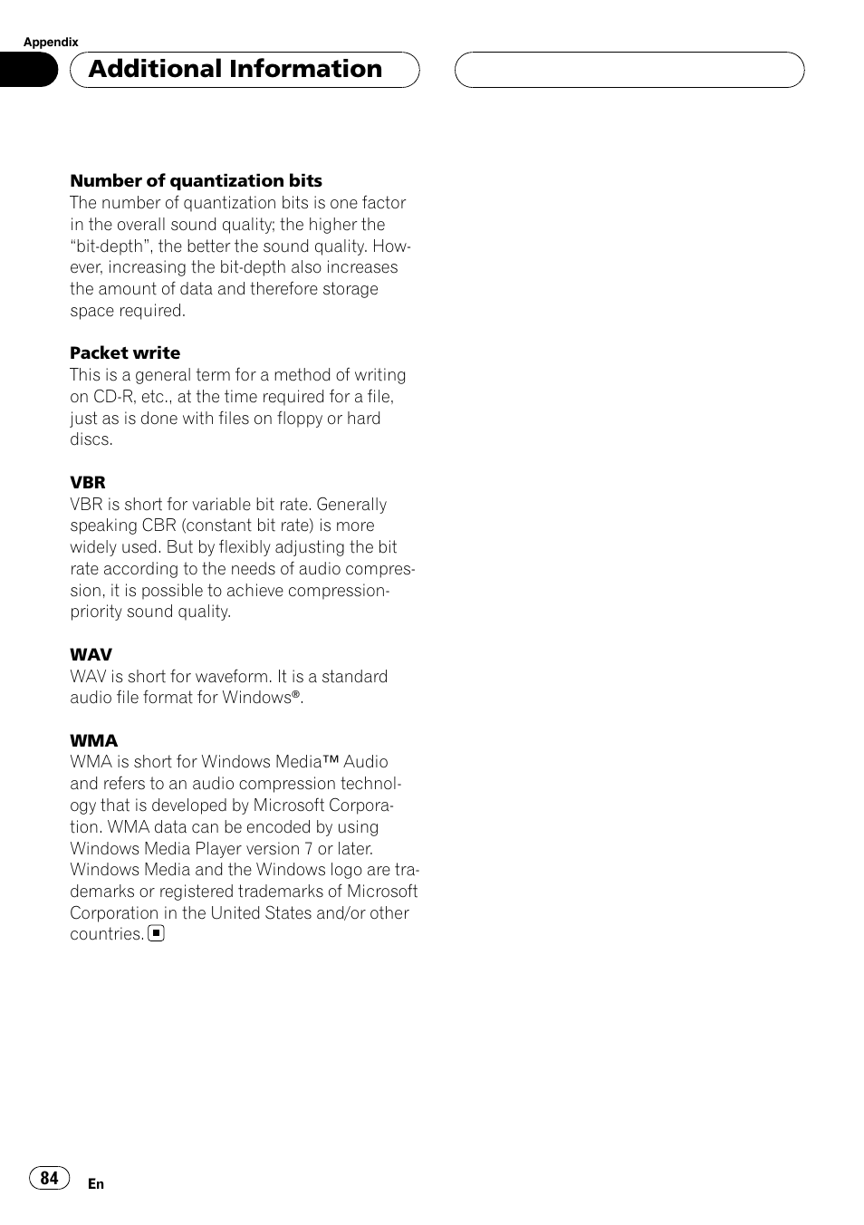 Additional information | Pioneer DEH-P88RS User Manual | Page 84 / 180
