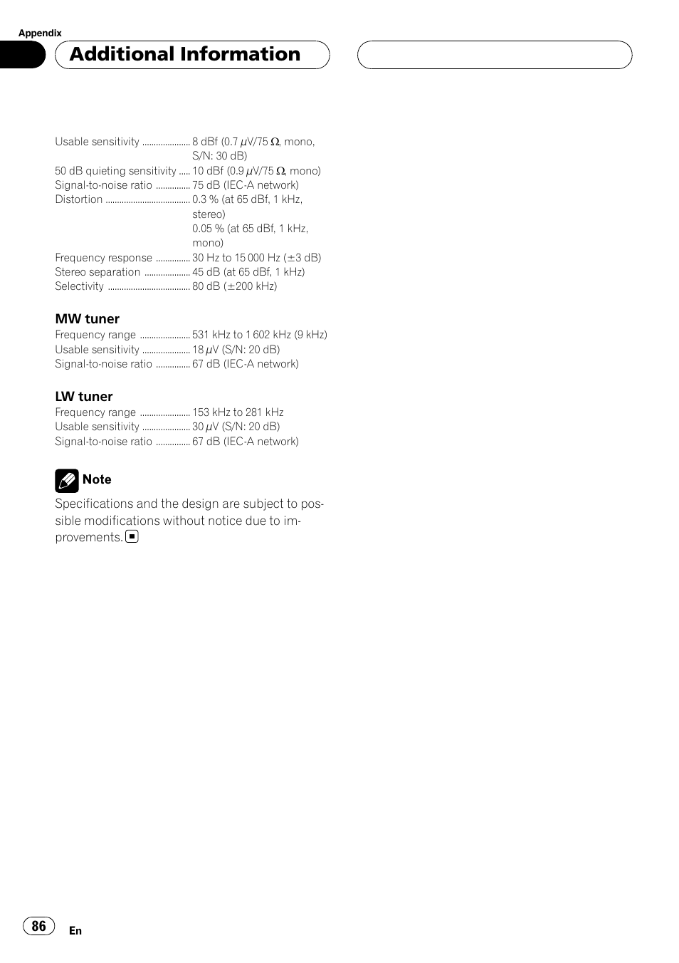 Additional information | Pioneer DEH-P88RS User Manual | Page 86 / 180
