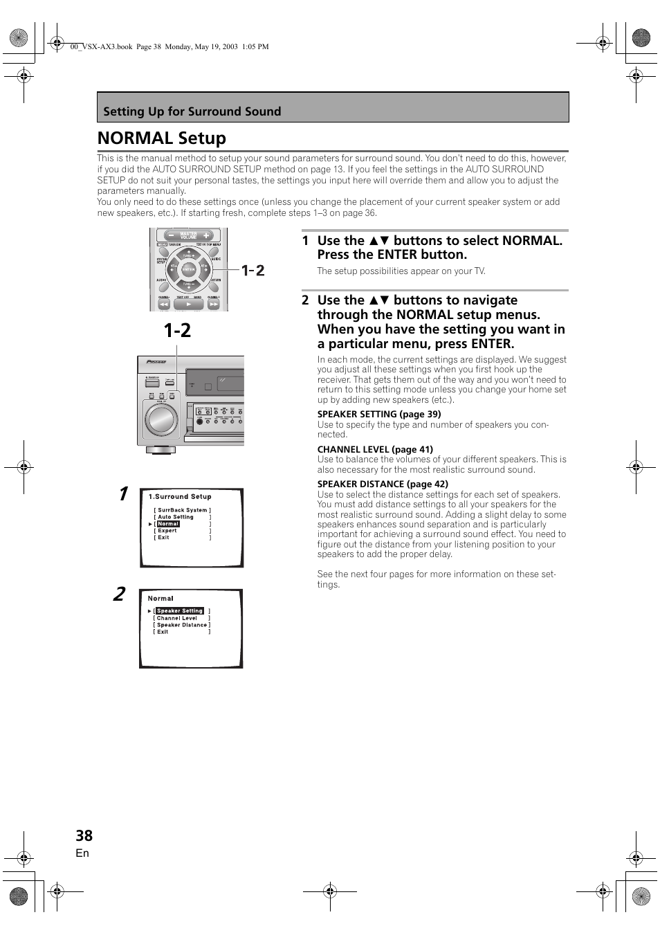 Normal setup | Pioneer VSX-AX3-S User Manual | Page 38 / 104