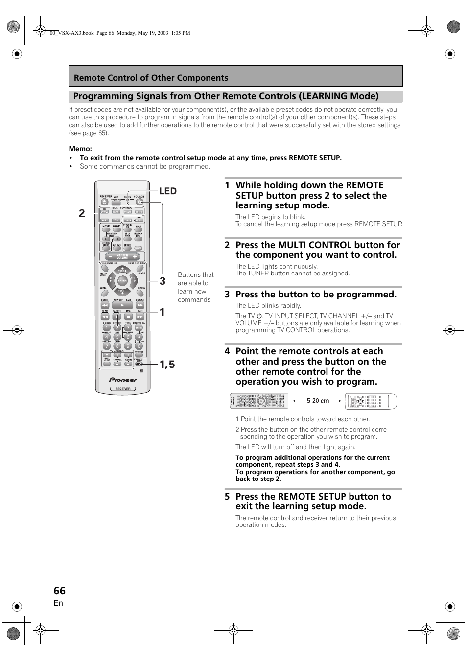 3 press the button to be programmed | Pioneer VSX-AX3-S User Manual | Page 66 / 104