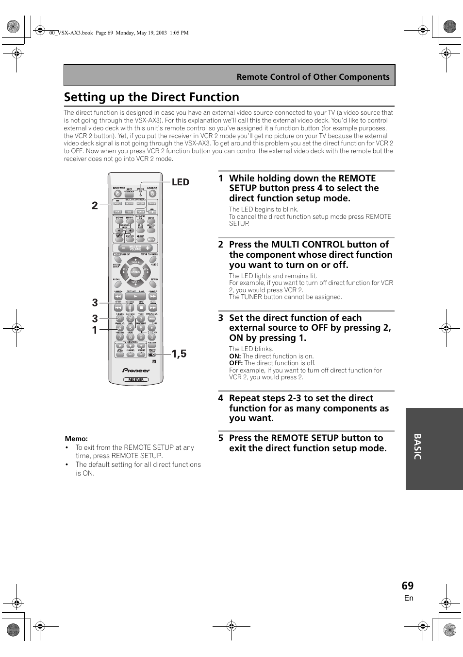 Setting up the direct function | Pioneer VSX-AX3-S User Manual | Page 69 / 104