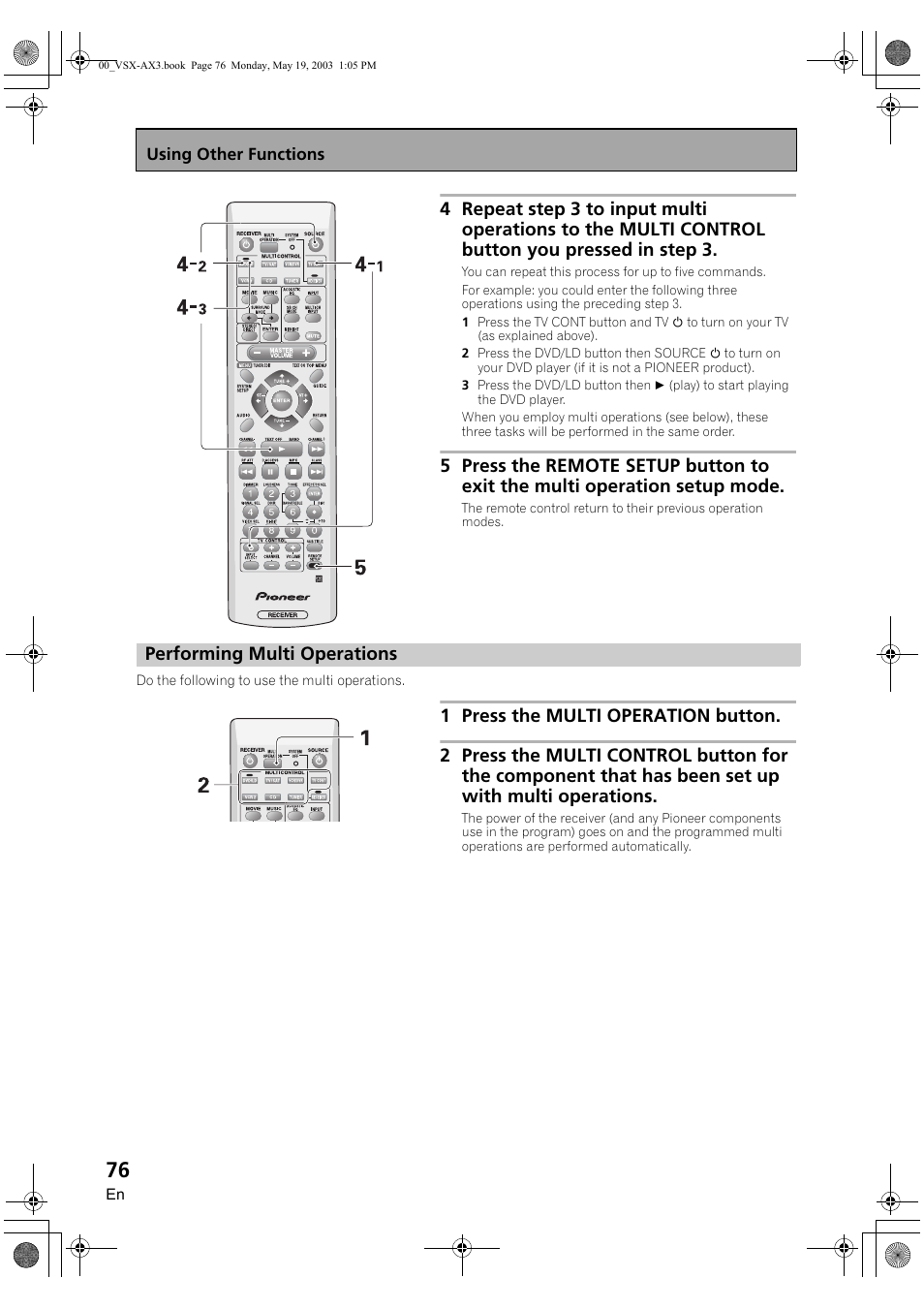 Performing multi operations | Pioneer VSX-AX3-S User Manual | Page 76 / 104