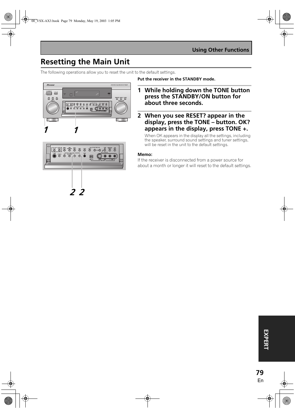 Resetting the main unit | Pioneer VSX-AX3-S User Manual | Page 79 / 104
