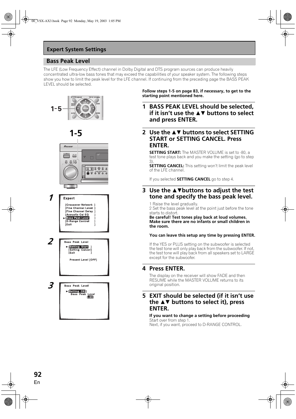 Bass peak level | Pioneer VSX-AX3-S User Manual | Page 92 / 104