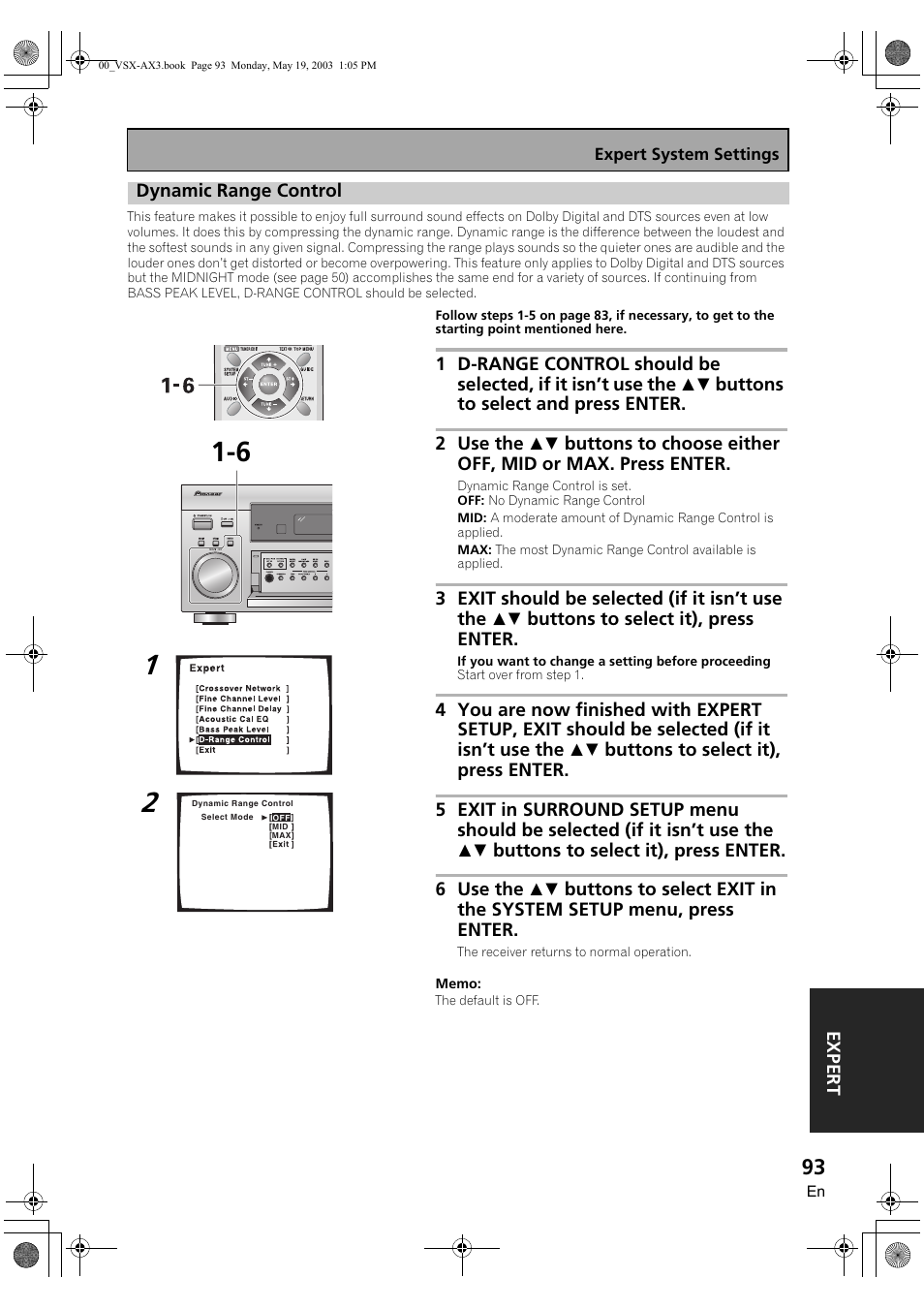 Dynamic range control | Pioneer VSX-AX3-S User Manual | Page 93 / 104