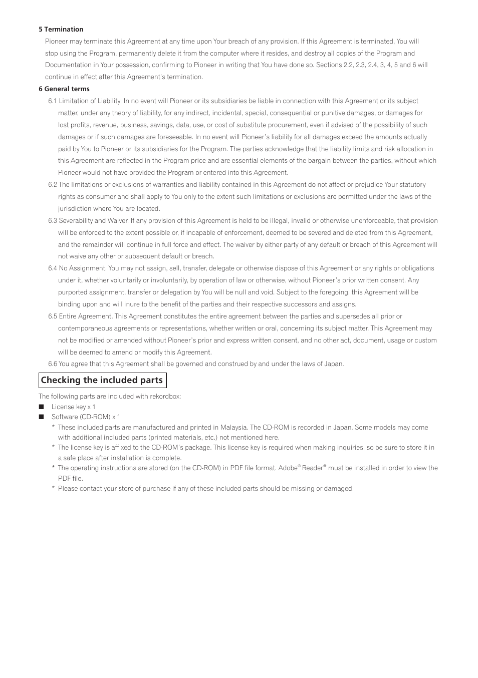 Checking the included parts | Pioneer rekordbox User Manual | Page 3 / 7