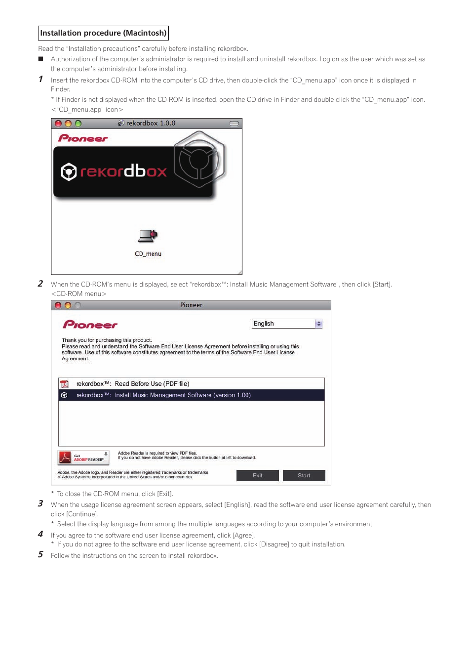 Installation procedure (macintosh) | Pioneer rekordbox User Manual | Page 5 / 7