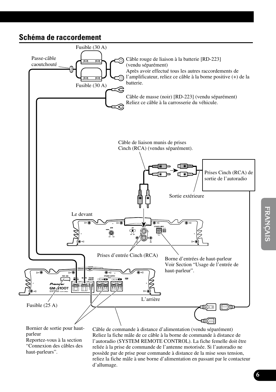 Schéma de raccordement | Pioneer GM-3100T User Manual | Page 43 / 73