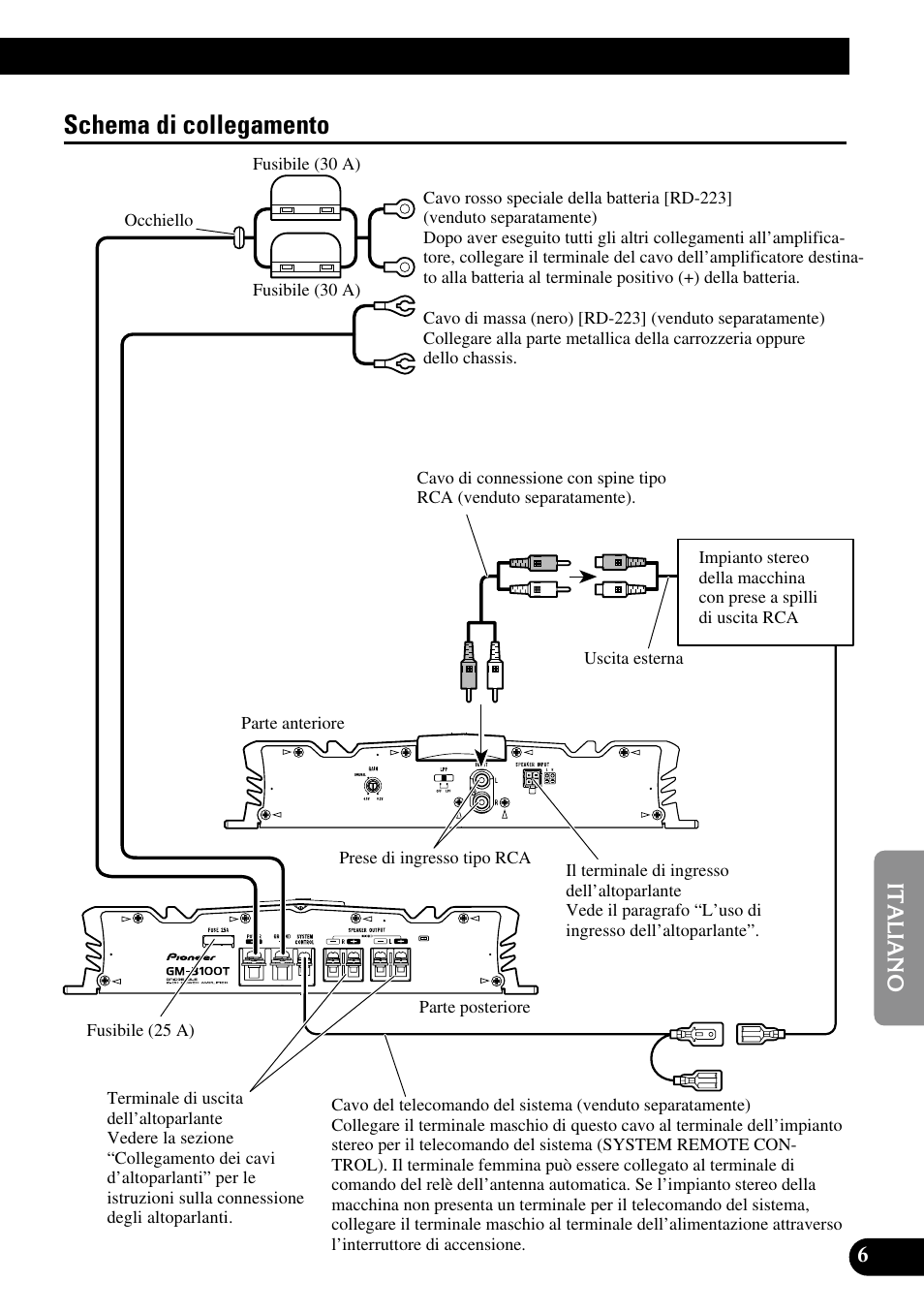 Schema di collegamento | Pioneer GM-3100T User Manual | Page 55 / 73