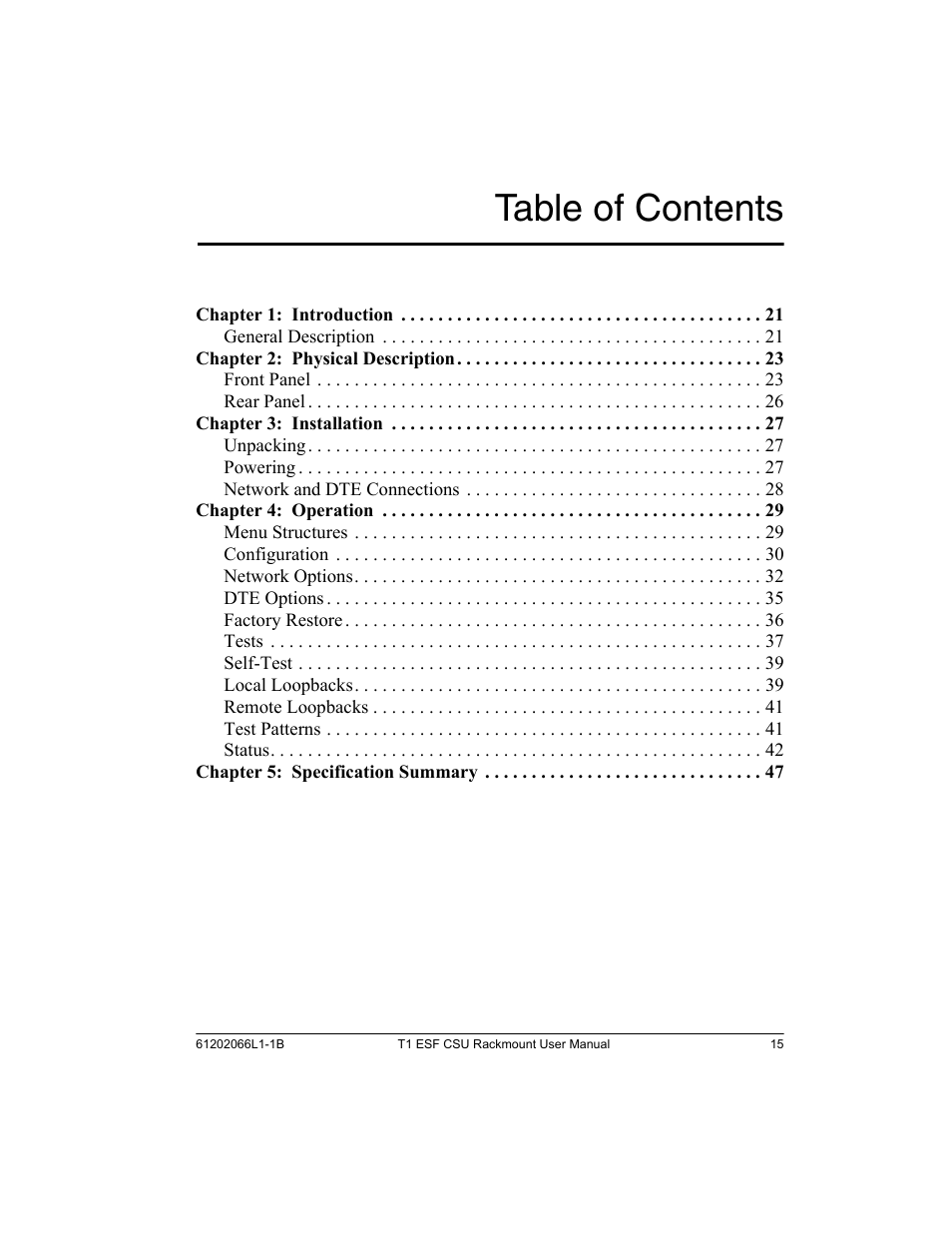 ADTRAN Cable T1 ESF CSU ACE User Manual | Page 15 / 50