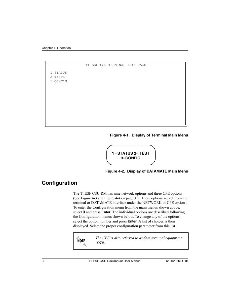 Configuration | ADTRAN Cable T1 ESF CSU ACE User Manual | Page 30 / 50