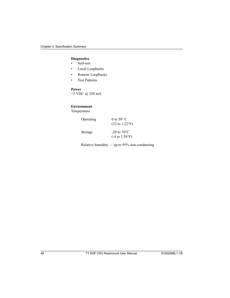 ADTRAN Cable T1 ESF CSU ACE User Manual | Page 48 / 50