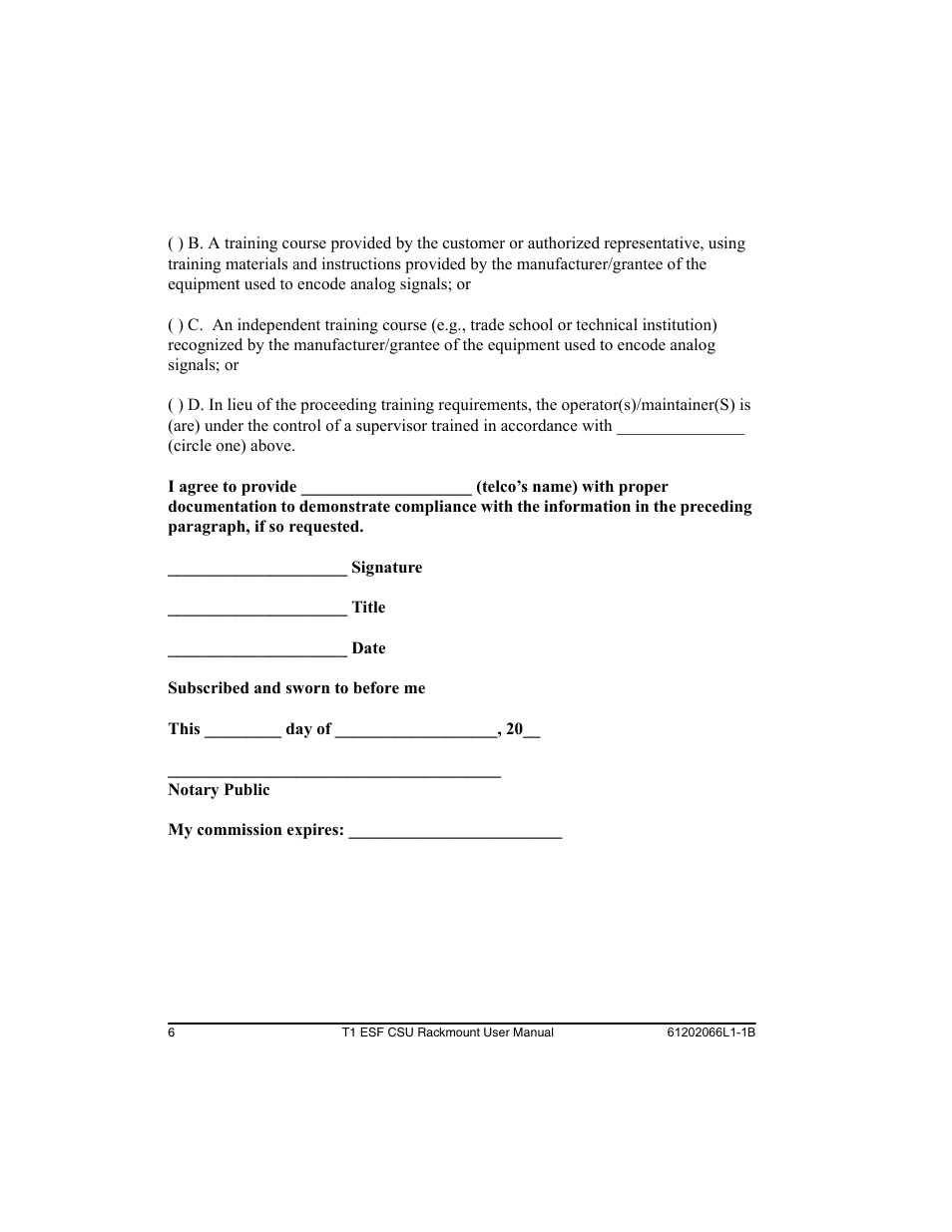 ADTRAN Cable T1 ESF CSU ACE User Manual | Page 6 / 50