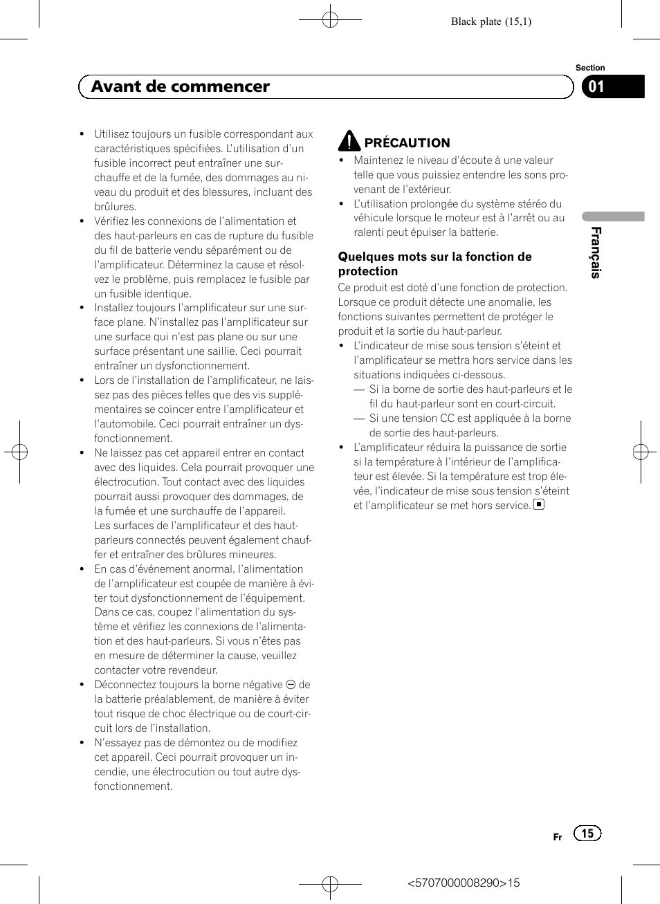 01 avant de commencer | Pioneer GM-A6604 User Manual | Page 15 / 108