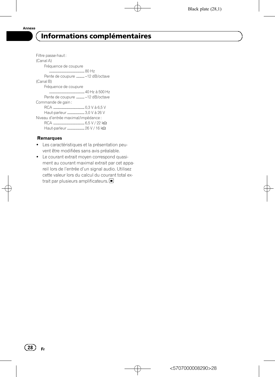 Informations complémentaires | Pioneer GM-A6604 User Manual | Page 28 / 108