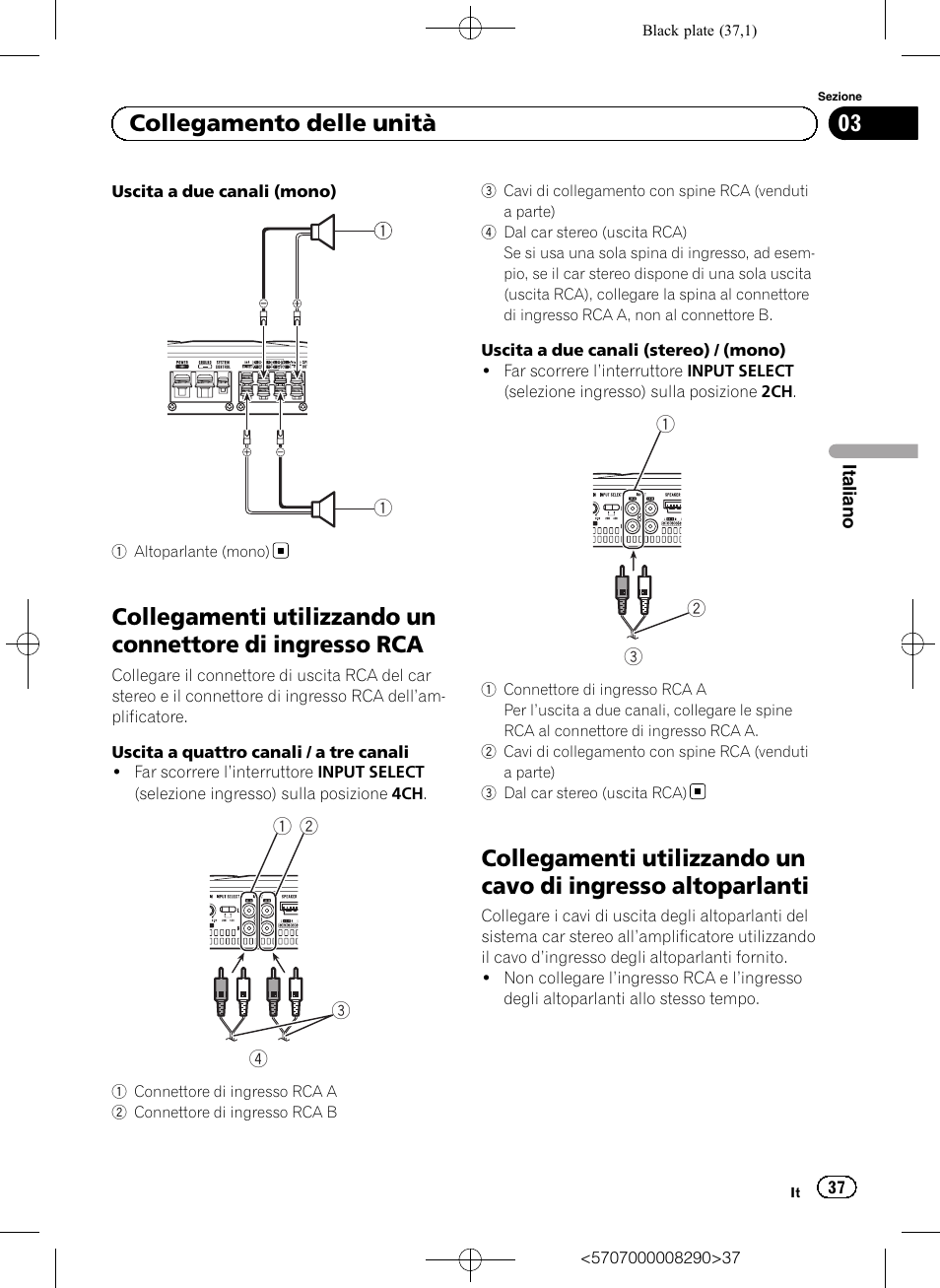 03 collegamento delle unità | Pioneer GM-A6604 User Manual | Page 37 / 108