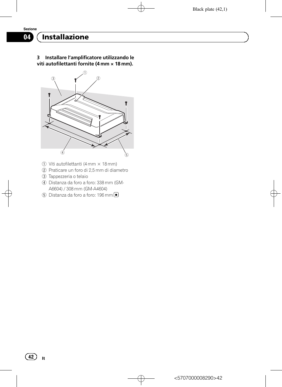 04 installazione | Pioneer GM-A6604 User Manual | Page 42 / 108
