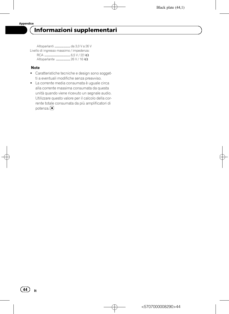 Informazioni supplementari | Pioneer GM-A6604 User Manual | Page 44 / 108
