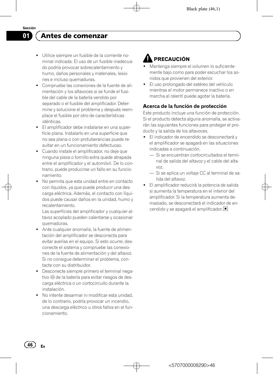 01 antes de comenzar | Pioneer GM-A6604 User Manual | Page 46 / 108