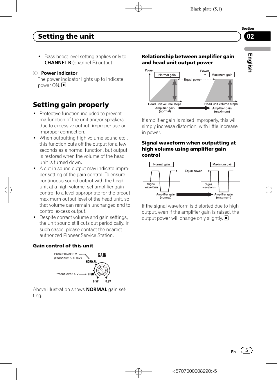 Setting gain properly, 02 setting the unit | Pioneer GM-A6604 User Manual | Page 5 / 108