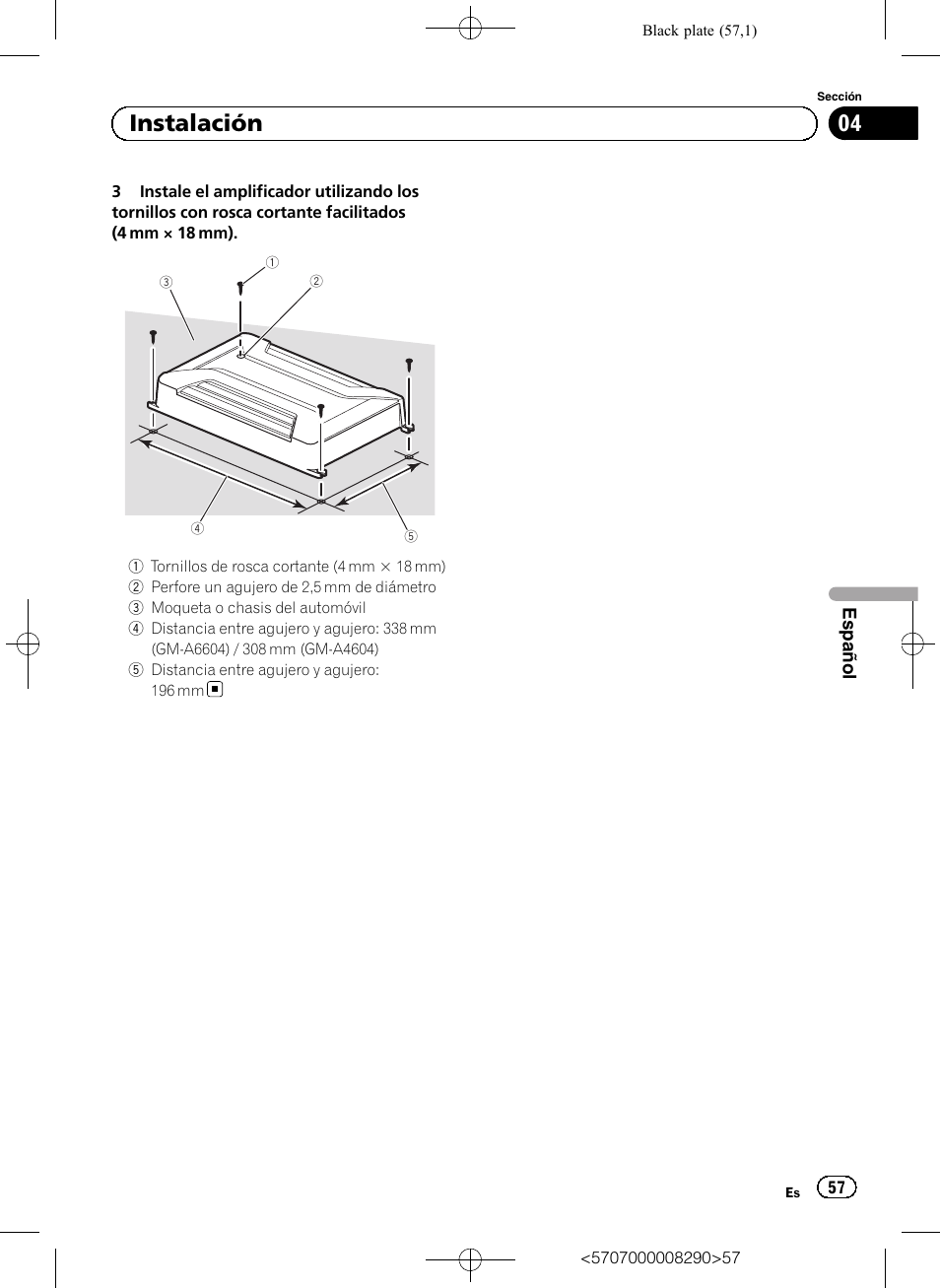 04 instalación | Pioneer GM-A6604 User Manual | Page 57 / 108
