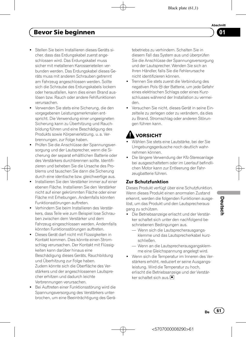 01 bevor sie beginnen | Pioneer GM-A6604 User Manual | Page 61 / 108