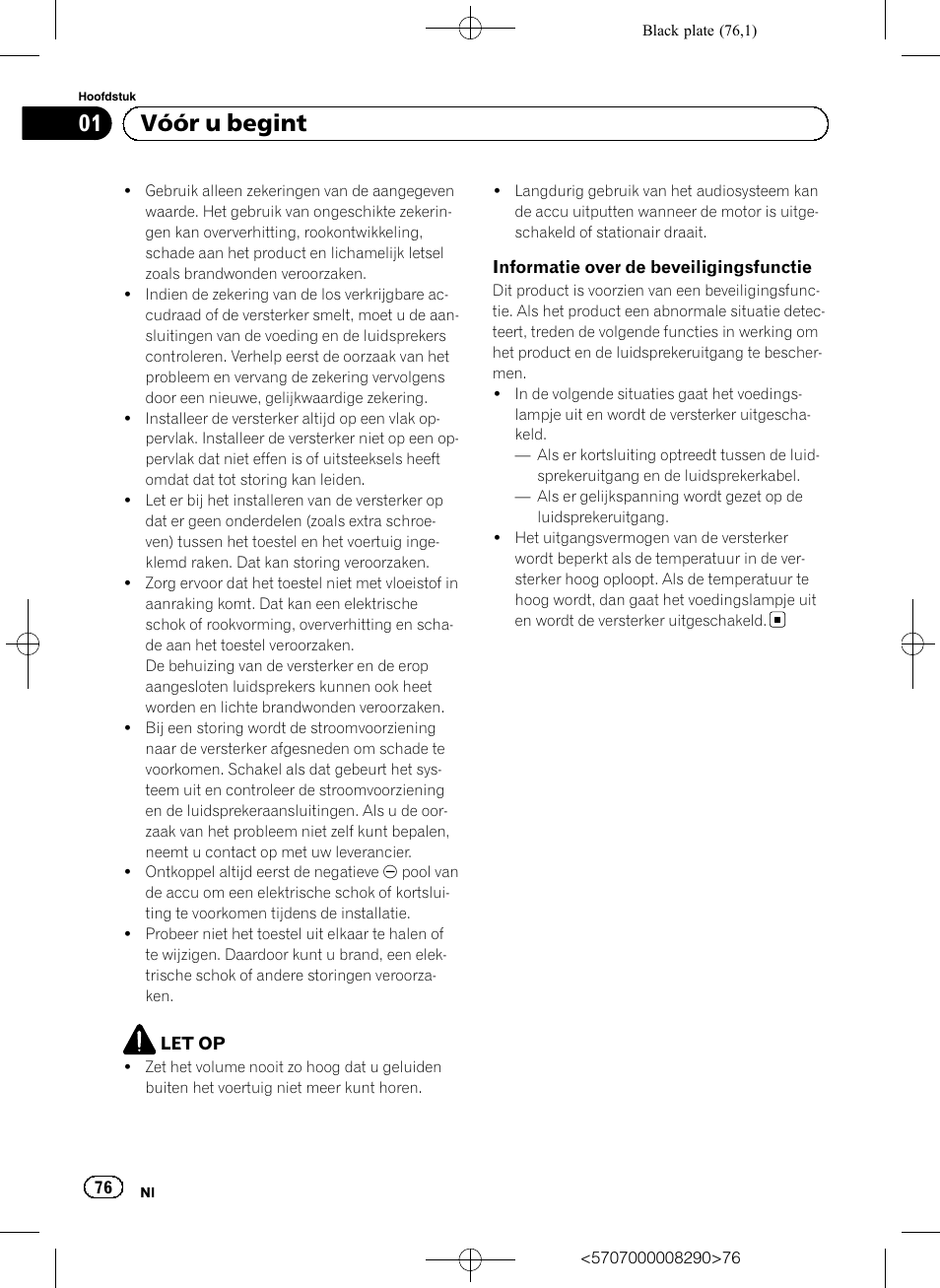 01 vóór u begint | Pioneer GM-A6604 User Manual | Page 76 / 108