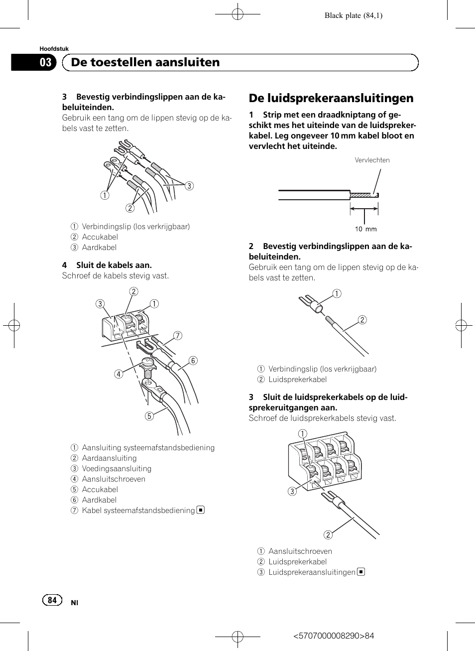 De luidsprekeraansluitingen, 03 de toestellen aansluiten | Pioneer GM-A6604 User Manual | Page 84 / 108