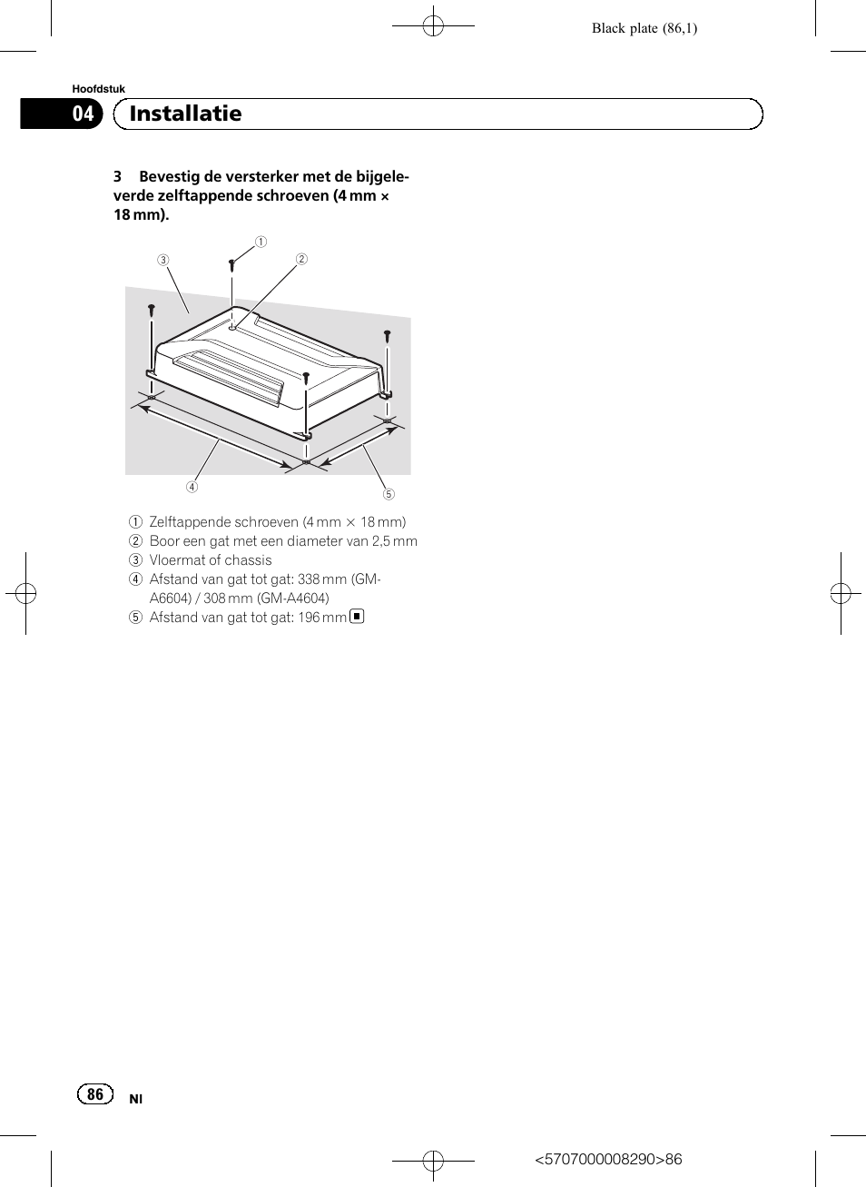 04 installatie | Pioneer GM-A6604 User Manual | Page 86 / 108