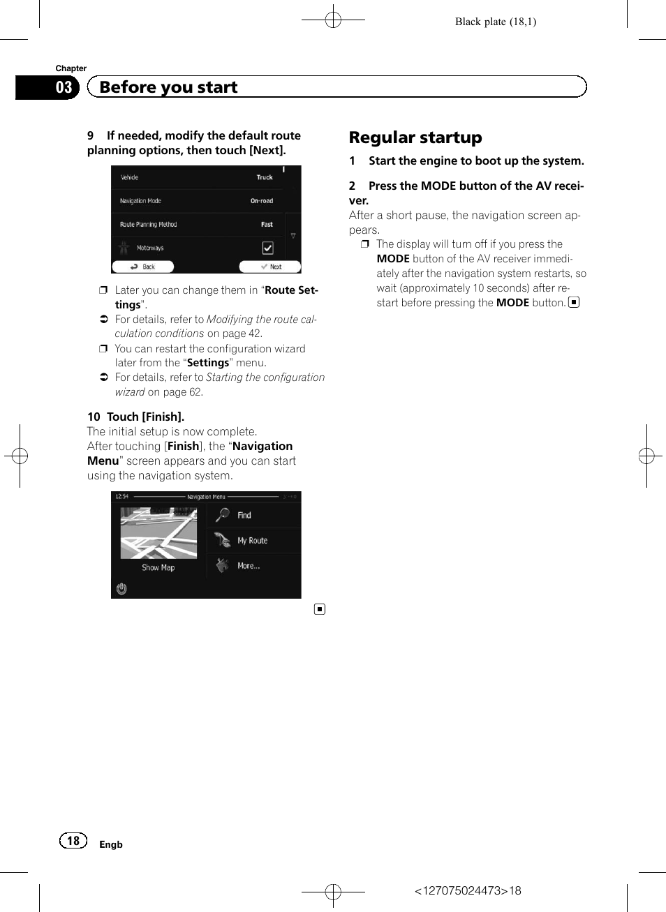 Regular startup, 03 before you start | Pioneer AVIC-F250 User Manual | Page 18 / 76