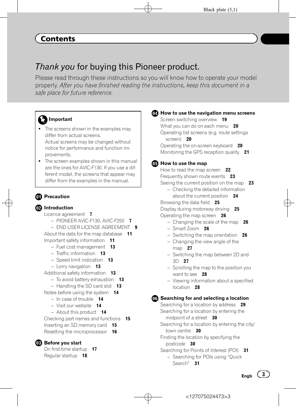 Pioneer AVIC-F250 User Manual | Page 3 / 76