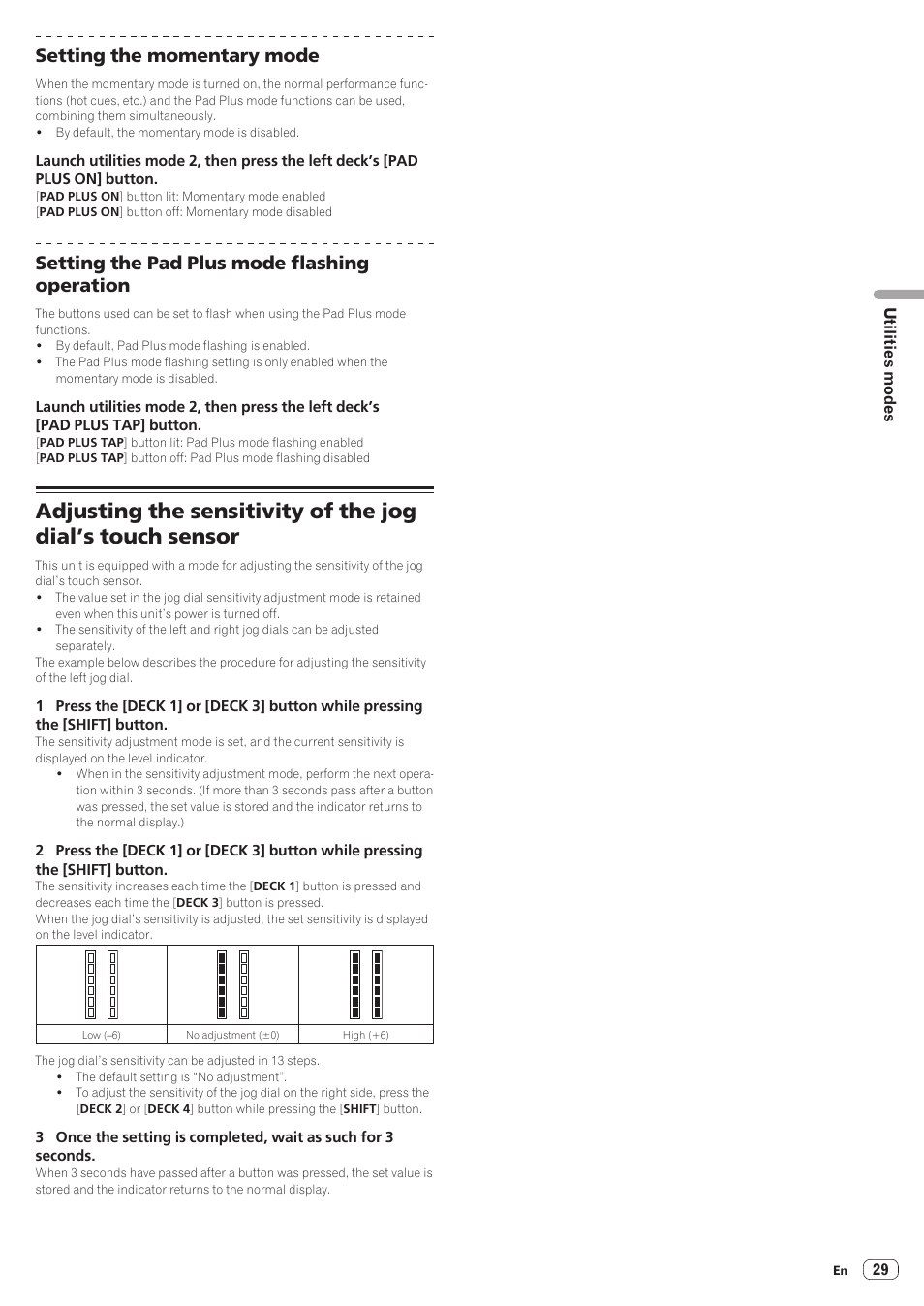 Setting the momentary mode, Setting the pad plus mode flashing operation | Pioneer DDJ-SR User Manual | Page 29 / 34