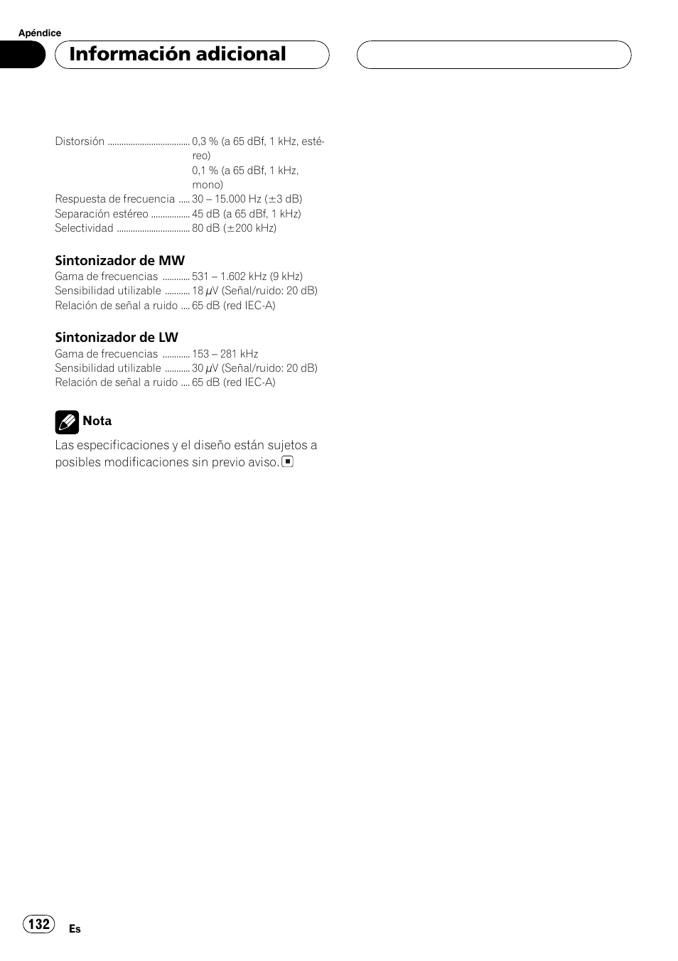 Información adicional | Pioneer DEH-P7700MP User Manual | Page 132 / 133