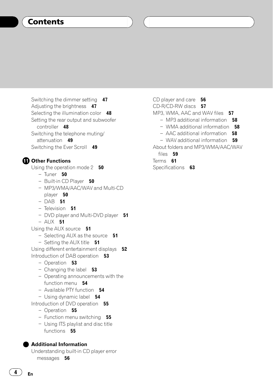 Pioneer DEH-P7700MP User Manual | Page 4 / 133