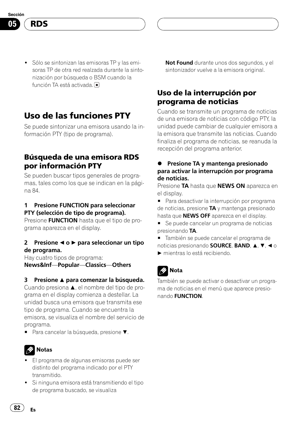 Uso de las funciones pty 82, Búsqueda de una emisora rds por, Información pty 82 | Uso de la interrupción por programa, De noticias 82, Uso de las funciones pty, Búsqueda de una emisora rds por información pty, Uso de la interrupción por programa de noticias | Pioneer DEH-P7700MP User Manual | Page 82 / 133